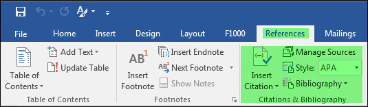 where is the reference tab in word for mac?